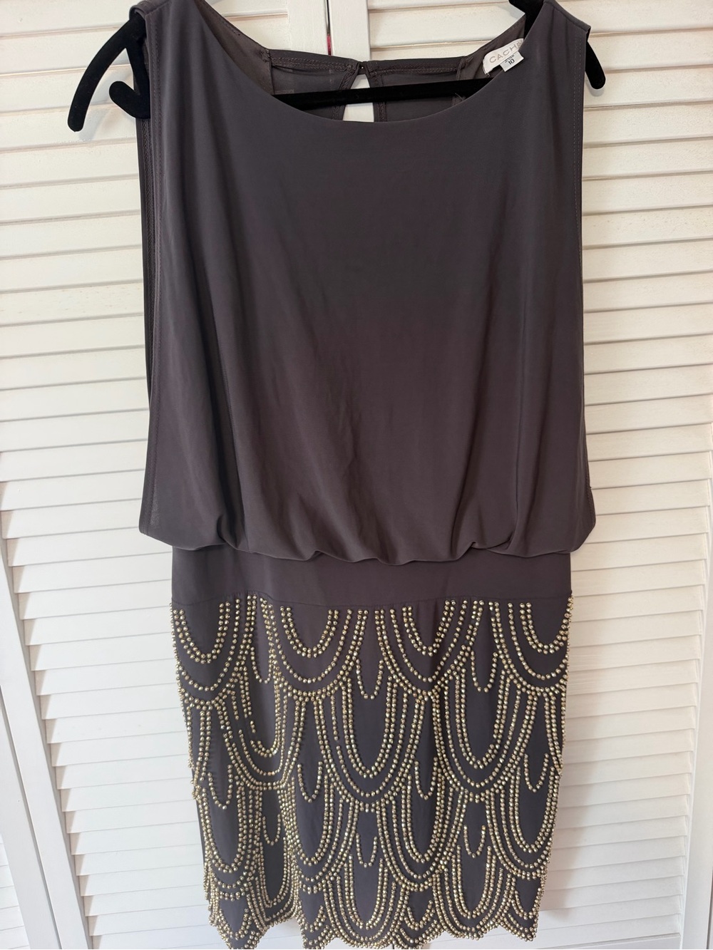 Cache Black Bead-Embellished Mini Dress